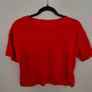 Isa & Ella Cropped Tee Red Organic Cotton Womans L